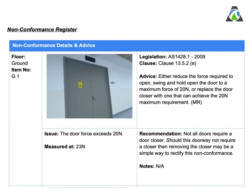 Onsite disability audit report