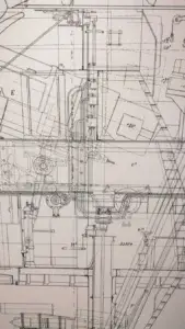 Close-up of architectural plans used for access design review.